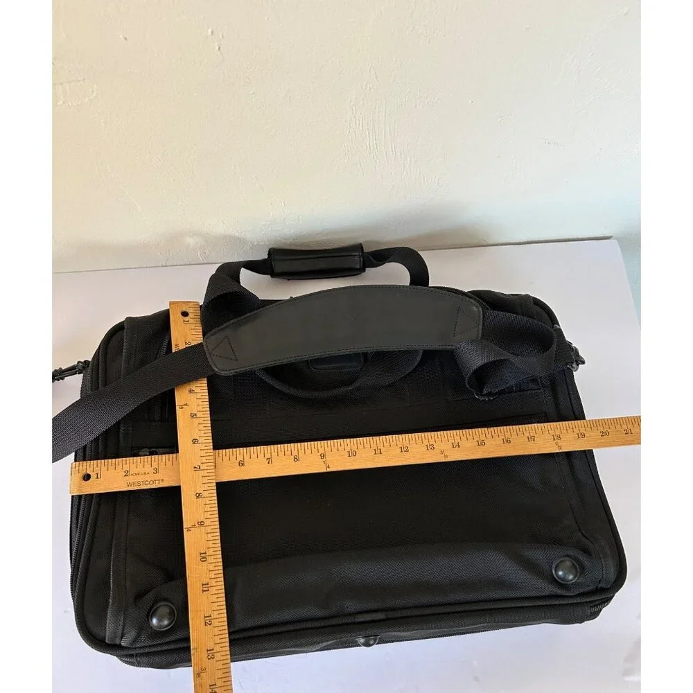 Tumi Alpha 2 Expandable Laptop Briefcase Black Nylon With Shoulder Strap
